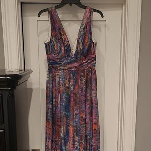 Aidan by Aidan Mattox Multicolor V-Neck Maxi Dress